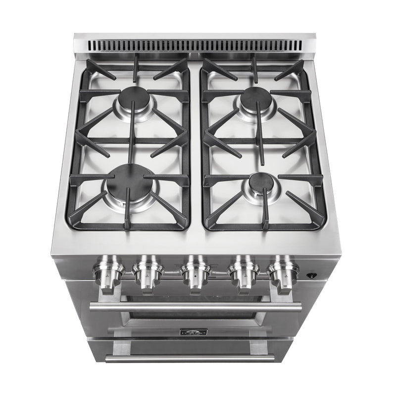 Forno Breno 24" Freestanding Gas Range in Stainless Steel, Air Fry, 4 Burners, FFSGS6272-24