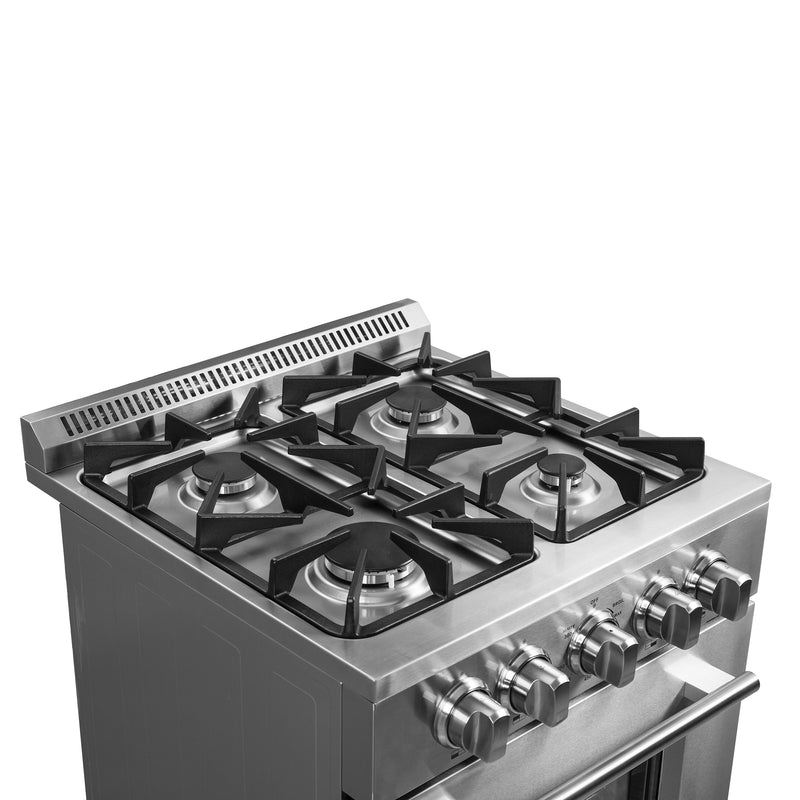 Forno Breno 24" Freestanding Gas Range in Stainless Steel, Air Fry, 4 Burners, FFSGS6272-24