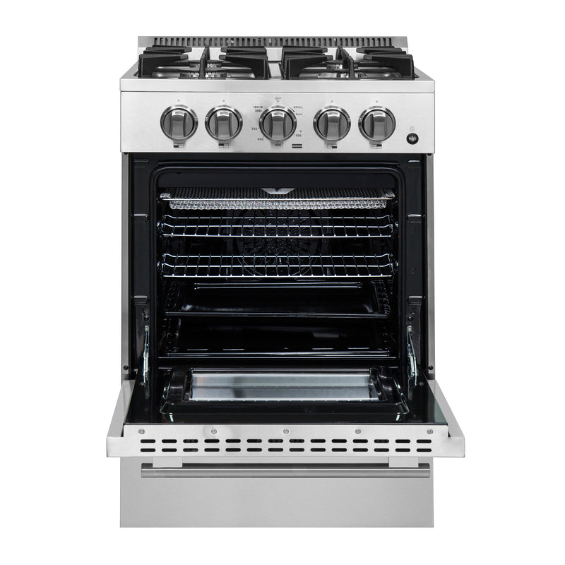 Forno Breno 24" Freestanding Gas Range in Stainless Steel, Air Fry, 4 Burners, FFSGS6272-24