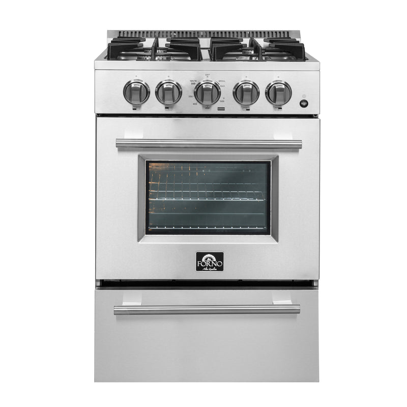 Forno Breno 24" Freestanding Gas Range in Stainless Steel, Air Fry, 4 Burners, FFSGS6272-24