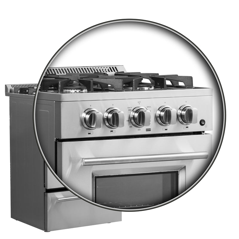 Forno Breno 24" Freestanding Gas Range in Stainless Steel, Air Fry, 4 Burners, FFSGS6272-24