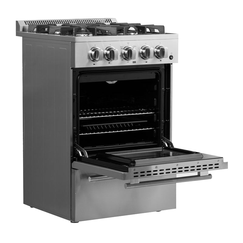 Forno Breno 24" Freestanding Gas Range in Stainless Steel, Air Fry, 4 Burners, FFSGS6272-24