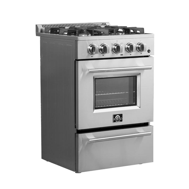 Forno Breno 24" Freestanding Gas Range in Stainless Steel, Air Fry, 4 Burners, FFSGS6272-24