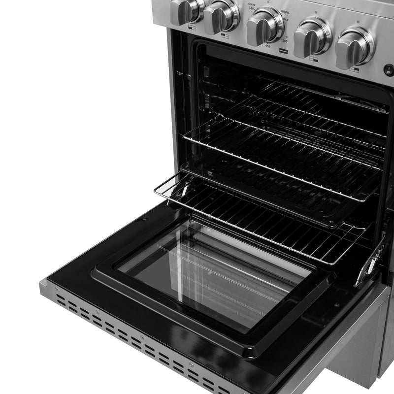 Forno Breno 24" Freestanding Gas Range in Stainless Steel, Air Fry, 4 Burners, FFSGS6272-24