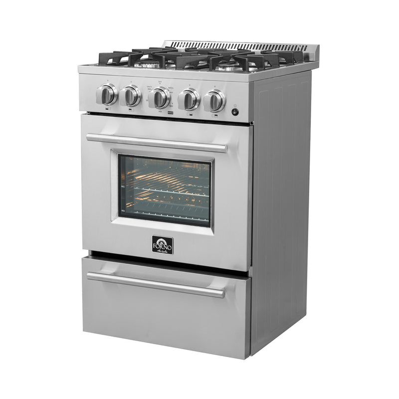 Forno Breno 24" Freestanding Gas Range in Stainless Steel, Air Fry, 4 Burners, FFSGS6272-24