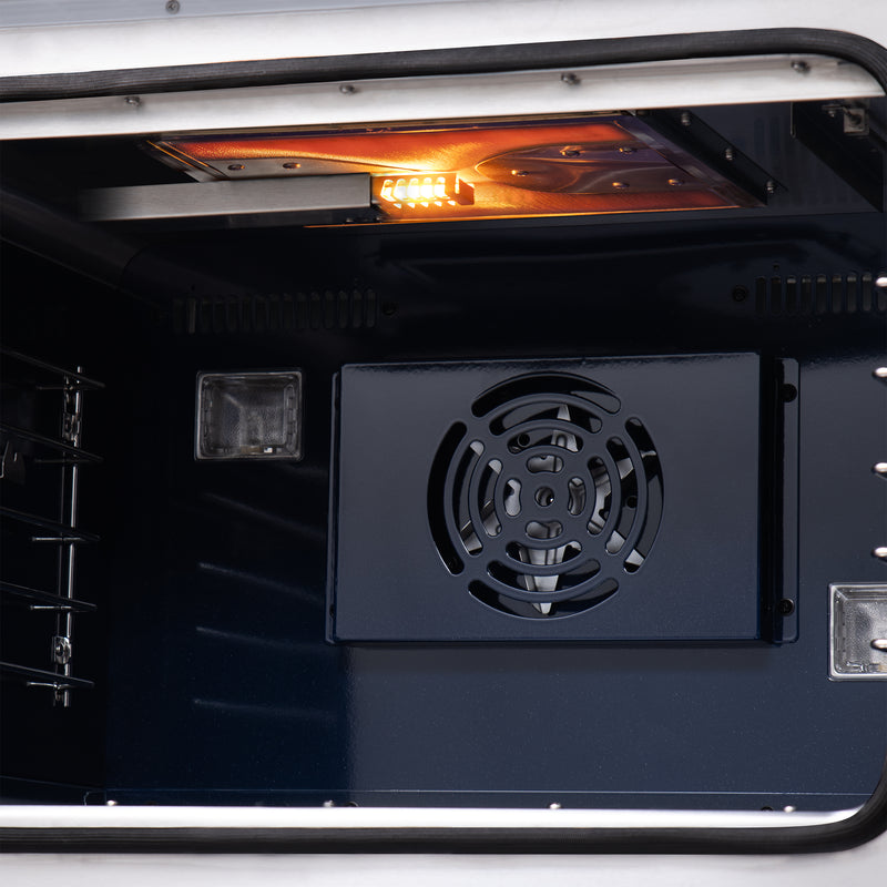 Forno Capriasca 30" 4.32 cu. ft. French Door Gas Range with 5 Brass Burners, Air Fryer Kit, Rotisserie Kit, Wok Support & Griddle in Black with Antique Brass Handles, FFSGS6460-30BLK