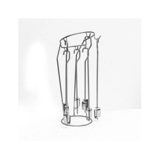 Grill Brothers Skewer Holder with premium stainless steel, stable base, 6-skewer capacity, designed for barrel grills.