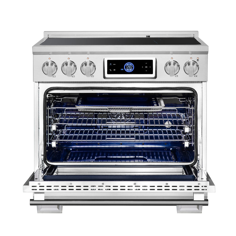 Forno Maximus 36" Freestanding Induction Range in Stainless Steel, Air Fry, True Convection, with Stainless Steel Handles, FFSIN0968-36