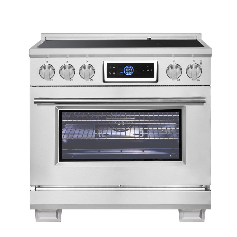 Forno Maximus 36" Freestanding Induction Range in Stainless Steel, Air Fry, True Convection, with Stainless Steel Handles, FFSIN0968-36