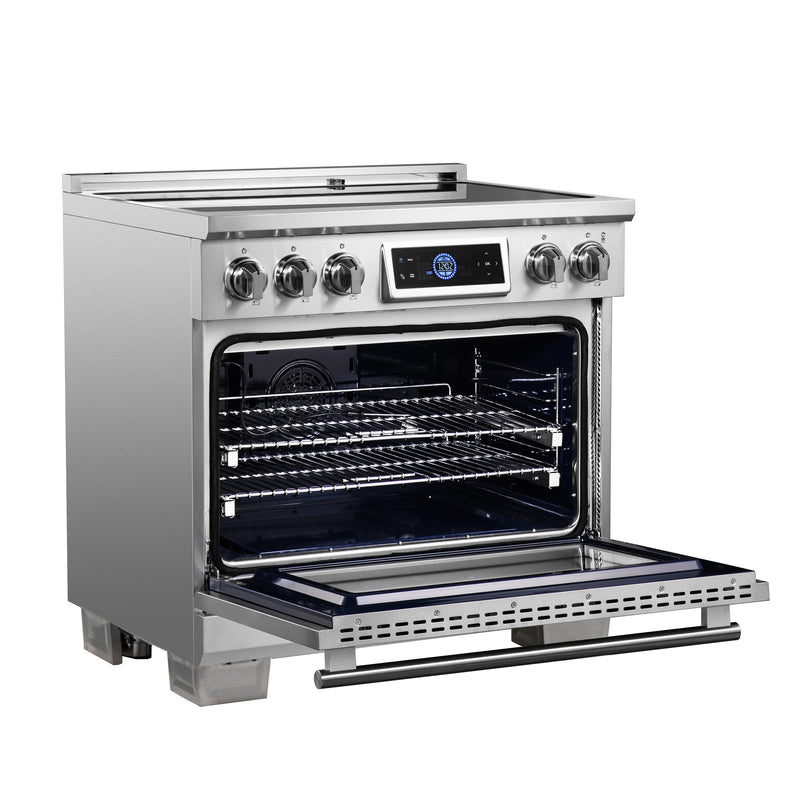 Forno Maximus 36" Freestanding Induction Range in Stainless Steel, Air Fry, True Convection, with Stainless Steel Handles, FFSIN0968-36