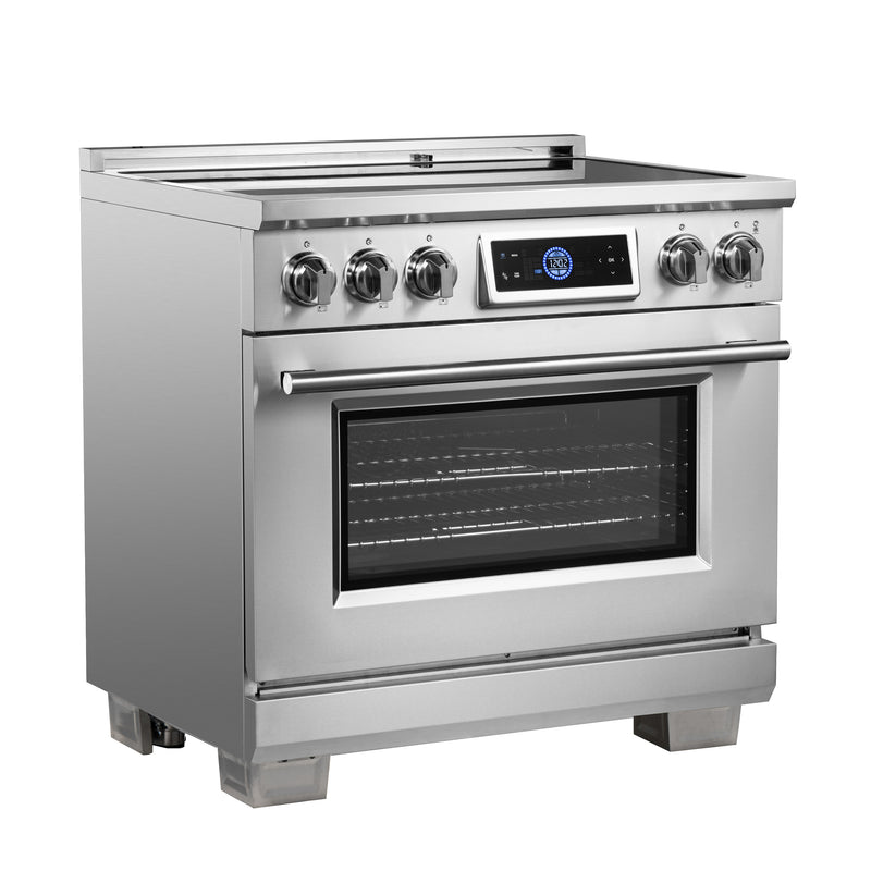 Forno Maximus 36" Freestanding Induction Range in Stainless Steel, Air Fry, True Convection, with Stainless Steel Handles, FFSIN0968-36