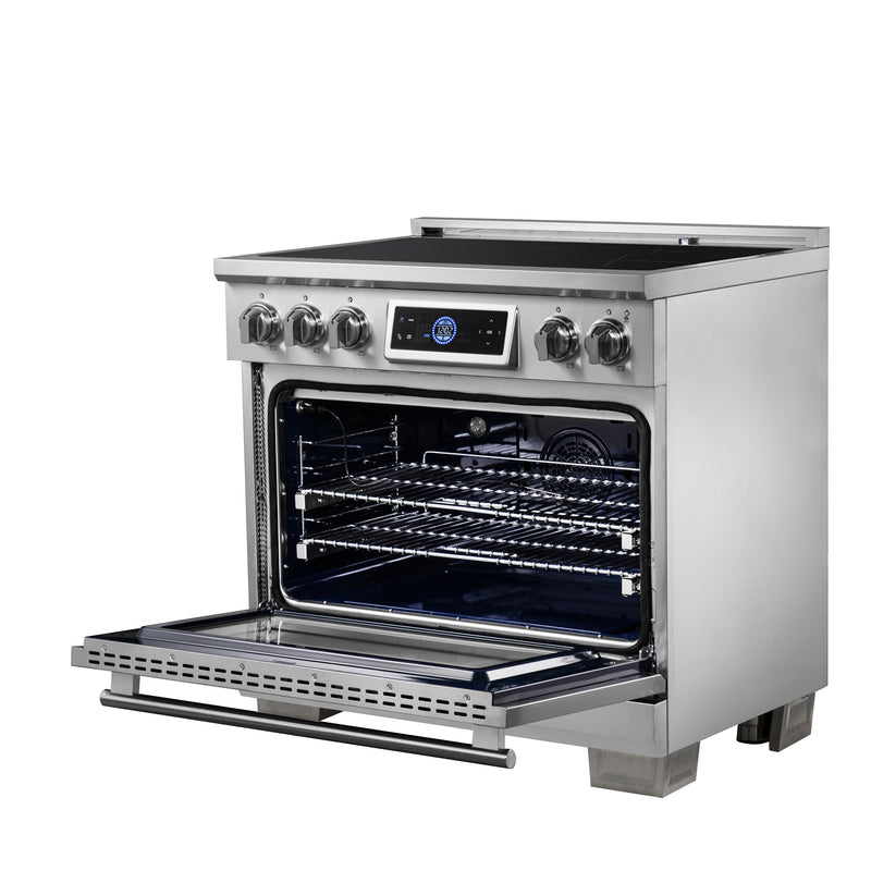Forno Maximus 36" Freestanding Induction Range in Stainless Steel, Air Fry, True Convection, with Stainless Steel Handles, FFSIN0968-36