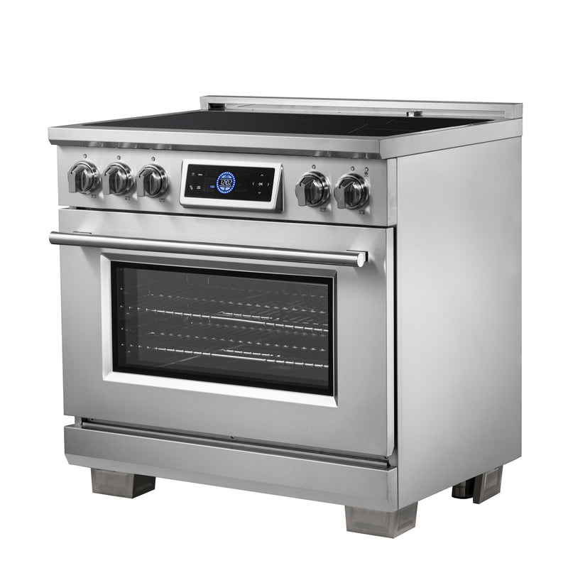 Forno Maximus 36" Freestanding Induction Range in Stainless Steel, Air Fry, True Convection, with Stainless Steel Handles, FFSIN0968-36