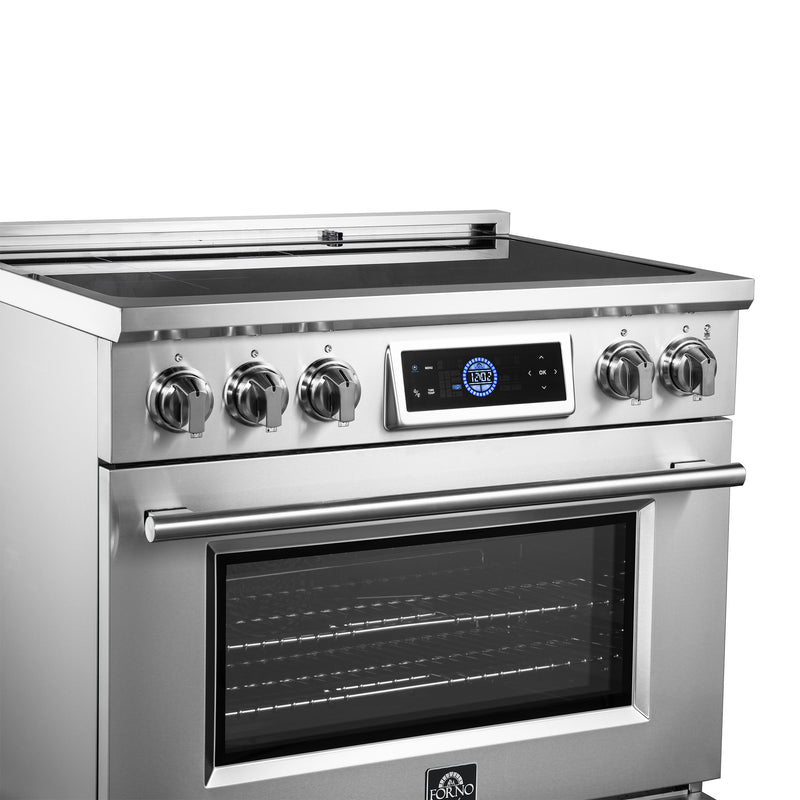 Forno Maximus 36" Freestanding Induction Range in Stainless Steel, Air Fry, True Convection, with Stainless Steel Handles, FFSIN0968-36