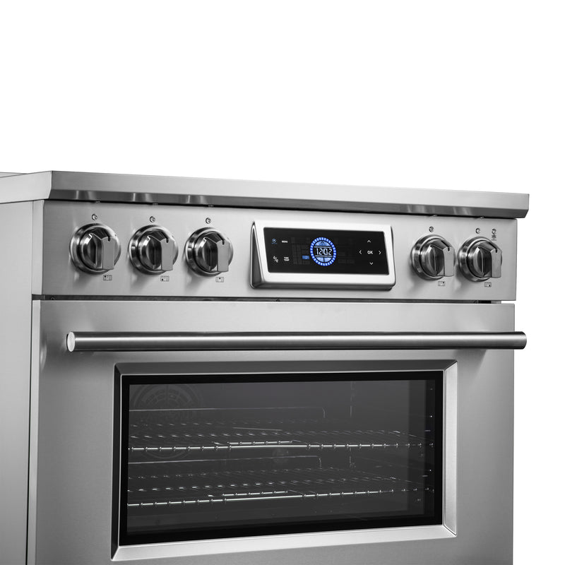 Forno Maximus 36" Freestanding Induction Range in Stainless Steel, Air Fry, True Convection, with Stainless Steel Handles, FFSIN0968-36