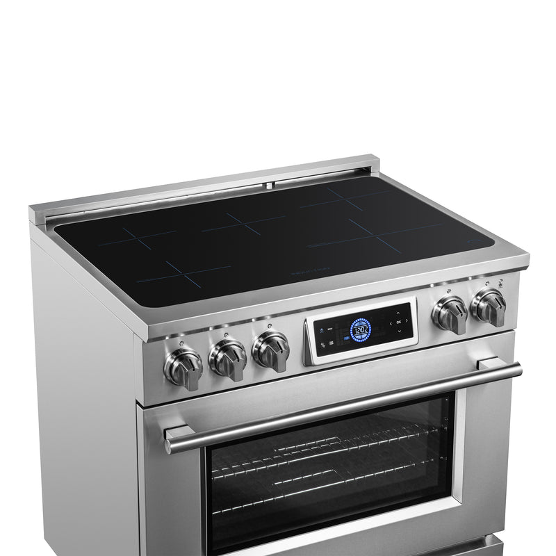 Forno Maximus 36" Freestanding Induction Range in Stainless Steel, Air Fry, True Convection, with Stainless Steel Handles, FFSIN0968-36
