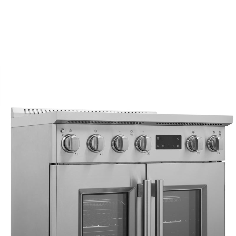 Forno Torino 30" Freestanding French Door Induction Range in Stainless Steel, Air Fry, True Convection, FFSIN0950-30