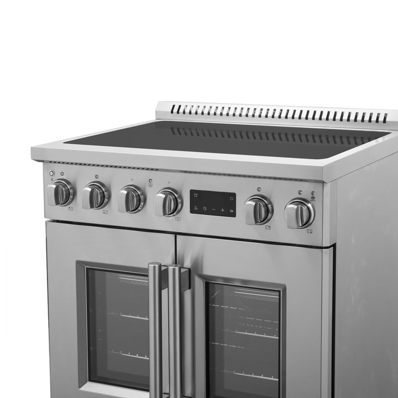 Forno Torino 30" Freestanding French Door Induction Range in Stainless Steel, Air Fry, True Convection, FFSIN0950-30