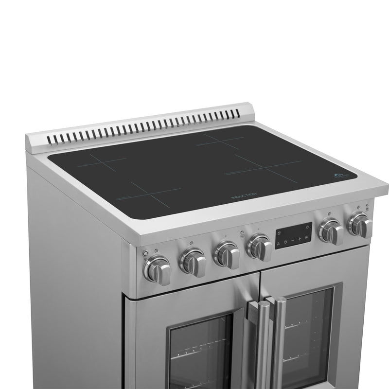 Forno Torino 30" Freestanding French Door Induction Range in Stainless Steel, Air Fry, True Convection, FFSIN0950-30