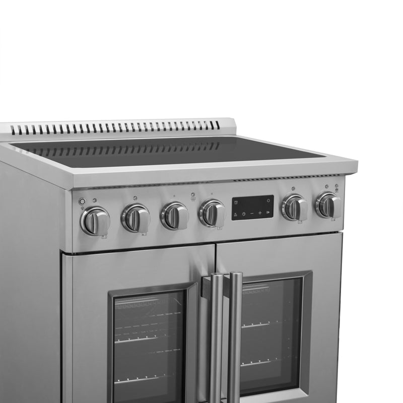 Forno Torino 30" Freestanding French Door Induction Range in Stainless Steel, Air Fry, True Convection, FFSIN0950-30
