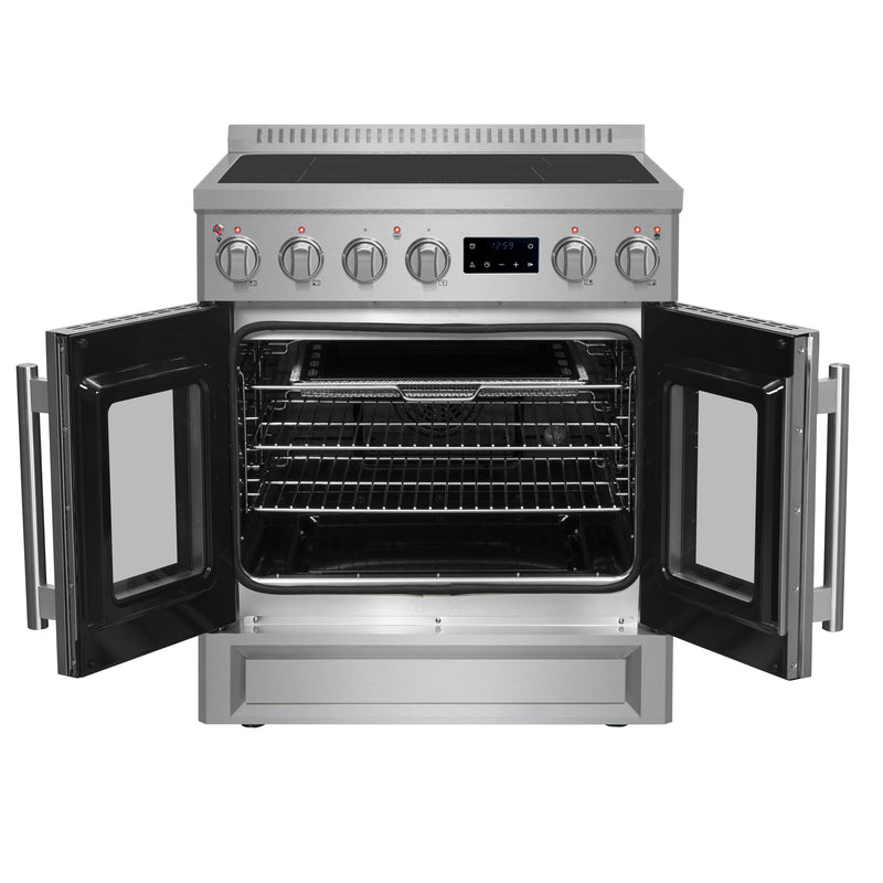 Forno Torino 30" Freestanding French Door Induction Range in Stainless Steel, Air Fry, True Convection, FFSIN0950-30