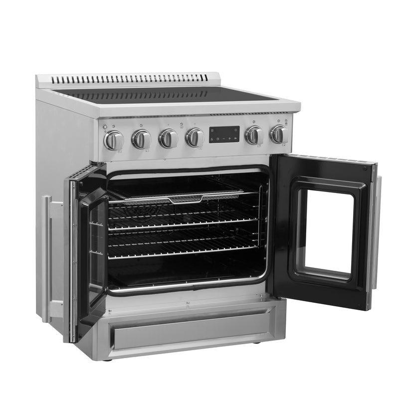 Forno Torino 30" Freestanding French Door Induction Range in Stainless Steel, Air Fry, True Convection, FFSIN0950-30