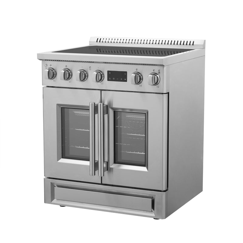 Forno Torino 30" Freestanding French Door Induction Range in Stainless Steel, Air Fry, True Convection, FFSIN0950-30