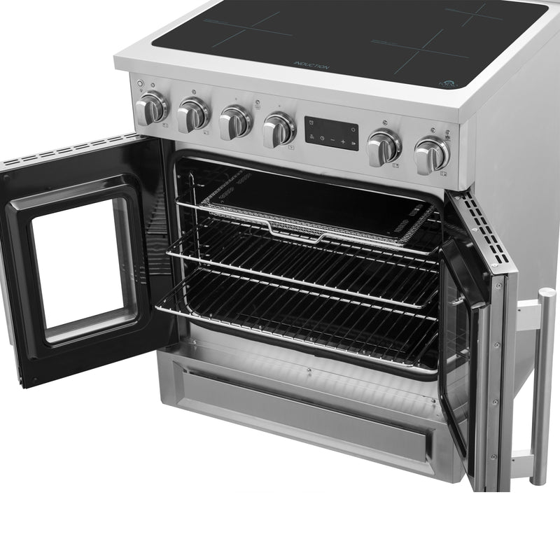 Forno Torino 30" Freestanding French Door Induction Range in Stainless Steel, Air Fry, True Convection, FFSIN0950-30
