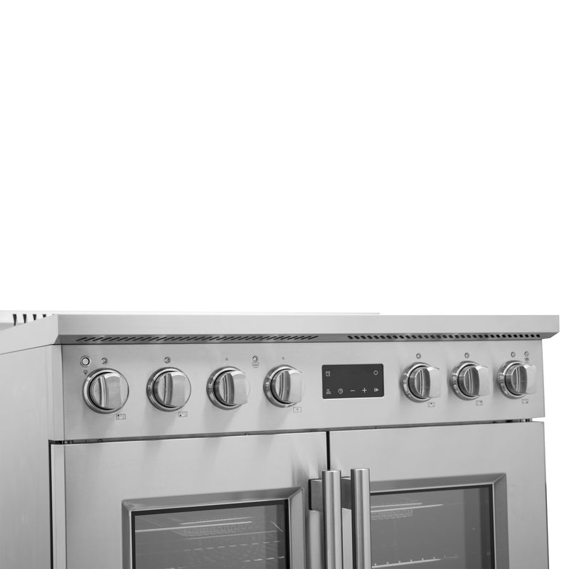 Forno Torino 36" Freestanding French Door Induction Range in Stainless Steel, Air Fry, True Convection, FFSIN0950-36