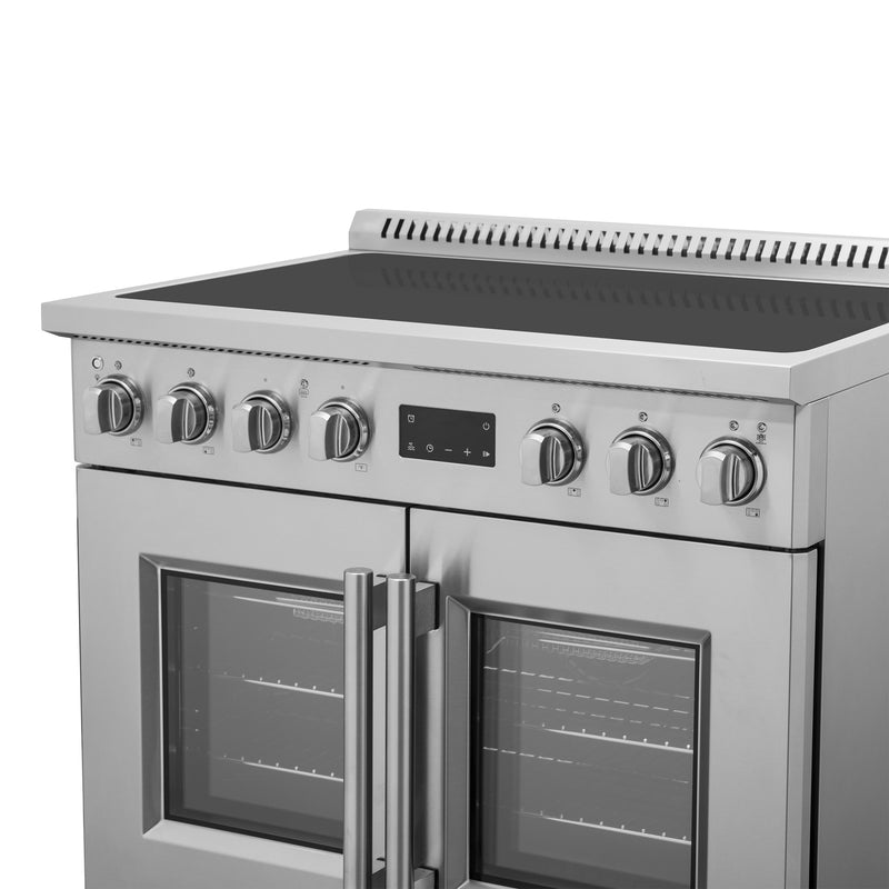 Forno Torino 36" Freestanding French Door Induction Range in Stainless Steel, Air Fry, True Convection, FFSIN0950-36