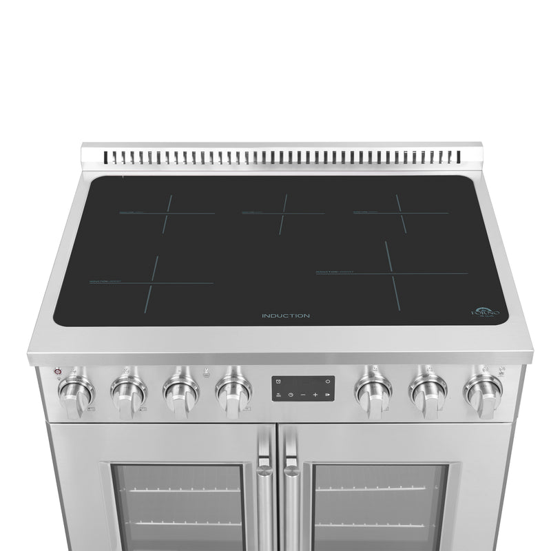 Forno Torino 36" Freestanding French Door Induction Range in Stainless Steel, Air Fry, True Convection, FFSIN0950-36