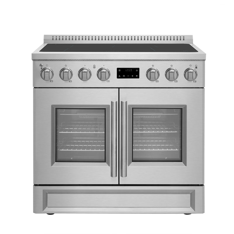 Forno Torino 36" Freestanding French Door Induction Range in Stainless Steel, Air Fry, True Convection, FFSIN0950-36