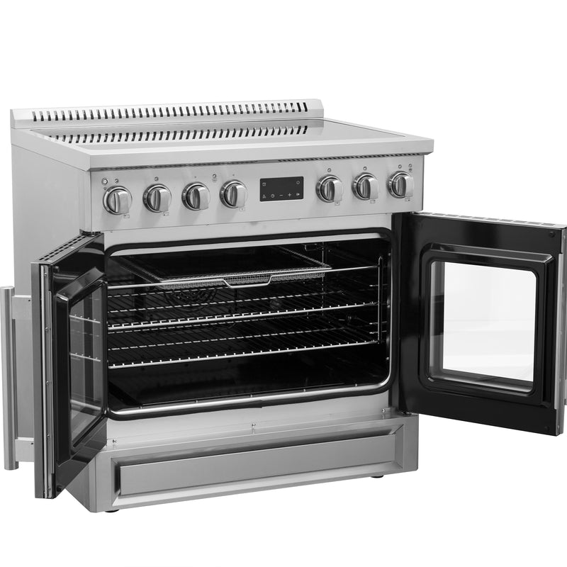Forno Torino 36" Freestanding French Door Induction Range in Stainless Steel, Air Fry, True Convection, FFSIN0950-36