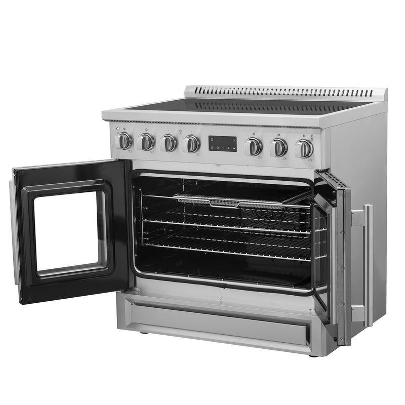 Forno Torino 36" Freestanding French Door Induction Range in Stainless Steel, Air Fry, True Convection, FFSIN0950-36