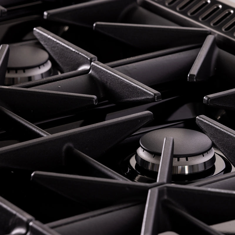 Kucht Gemstone 36" 5.2 cu ft. Propane Gas Dual Fuel Range in Black with Gold Knobs, KED364/LP