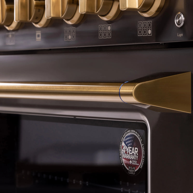 Kucht Gemstone 36" 5.2 cu ft. Propane Gas Dual Fuel Range in Black with Gold Knobs, KED364/LP