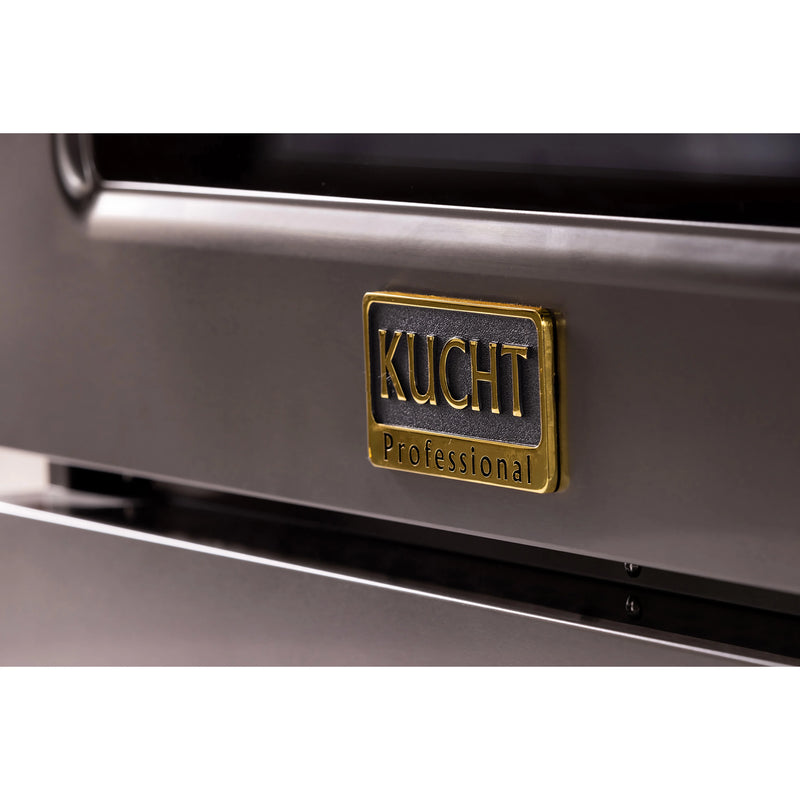 Kucht Gemstone 36" 5.2 cu ft. Natural Gas Dual Fuel Range with Black Door and Gold Knobs, KED364