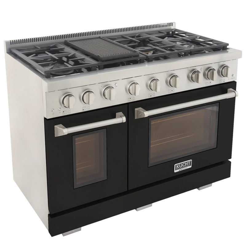 Kucht Professional 48" 6.7 cu ft. Natural Gas Range in Black, KFX4800X-BK