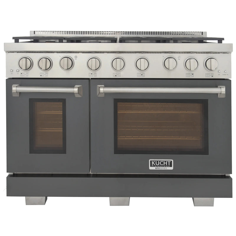 Kucht Professional 48" 6.7 cu ft. Natural Gas Range in Cement Gray with Silver Knobs, KFX4800X-GY