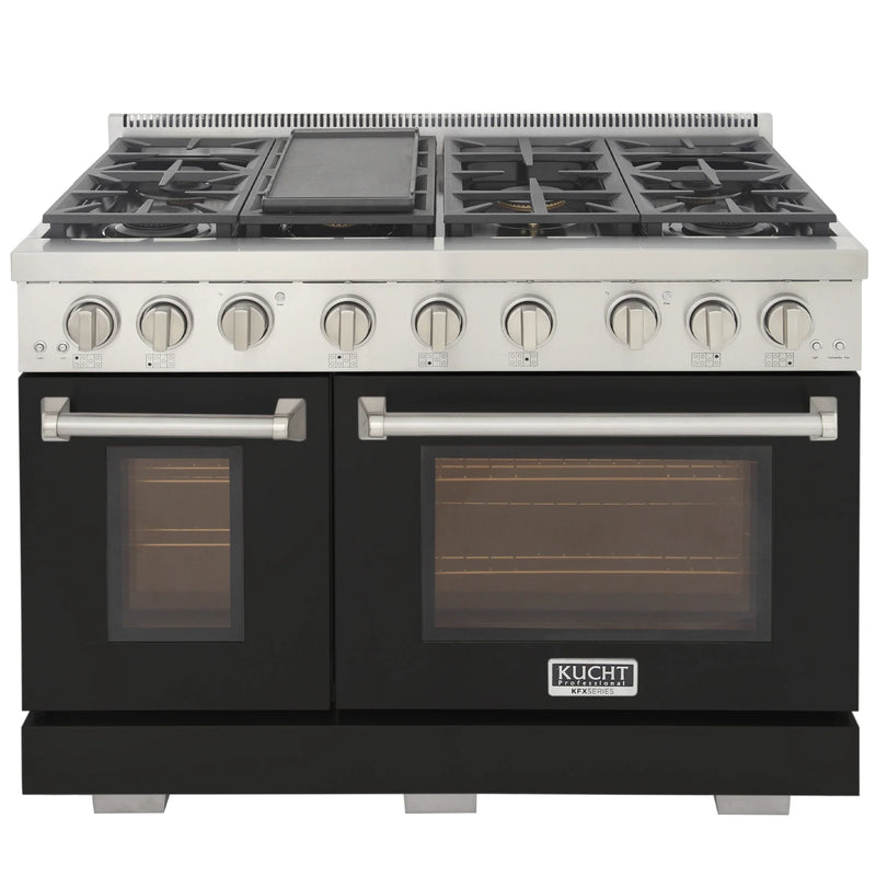Kucht Professional 48" 6.7 cu ft. Natural Gas Range in Black, KFX4800X-BK