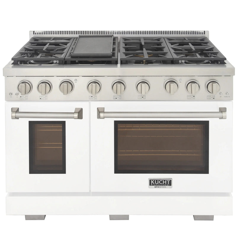 Kucht Professional 48" 6.7 cu ft. Propane Gas Range in White, KFX4800X/LP-W
