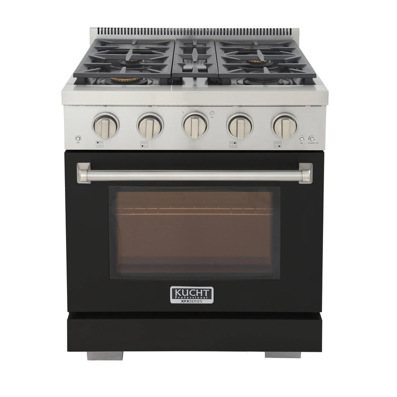 Kucht Professional 30" 4.2 cu ft. Natural Gas Range in Black, KFX3000X-BK