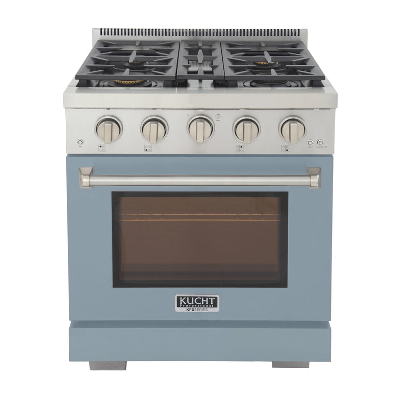 Kucht Professional 30" 4.2 cu ft. Natural Gas Range with Light Blue Door and Silver Knobs, KFX3000X-LB