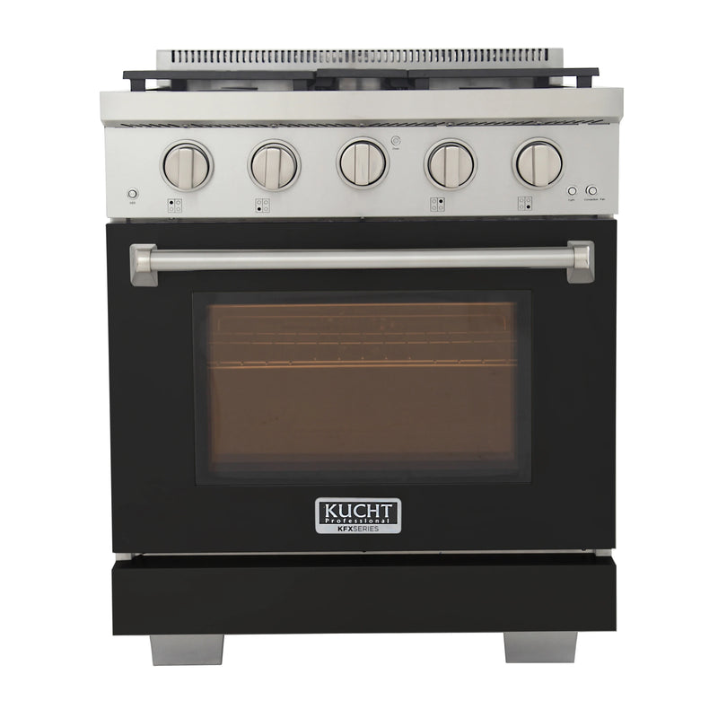 Kucht Professional 30" 4.2 cu ft. Natural Gas Range in Black, KFX3000X-BK