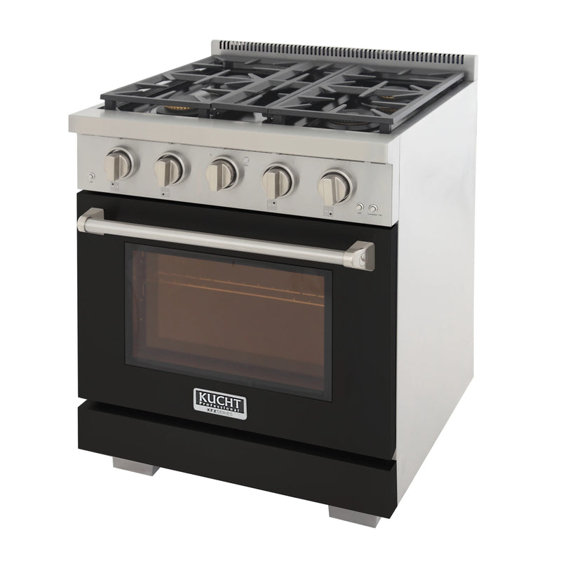 Kucht Professional 30" 4.2 cu ft. Propane Gas Range in Black, KFX3000X/LP-BK