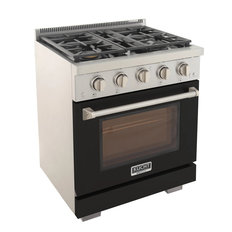 Kucht Professional 30" 4.2 cu ft. Natural Gas Range in Black, KFX3000X-BK