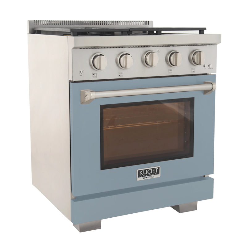 Kucht Professional 30" 4.2 cu ft. Natural Gas Range with Light Blue Door and Silver Knobs, KFX3000X-LB