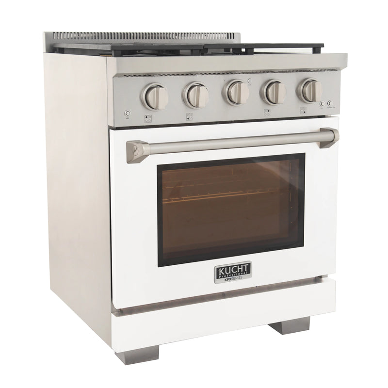 Kucht Professional 30" 4.2 cu ft. Natural Gas Range in White, KFX3000X-W