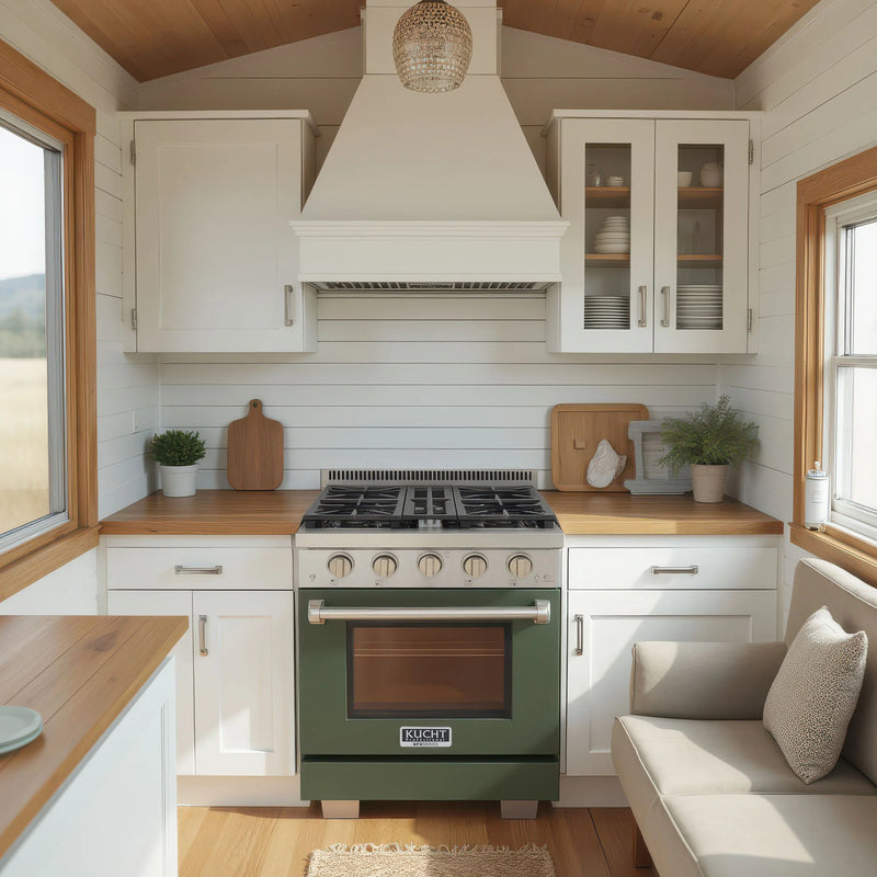 Kucht Professional 30" 4.2 cu ft. Natural Gas Range with Olive Green Door and Silver Knobs, KFX3000X-G