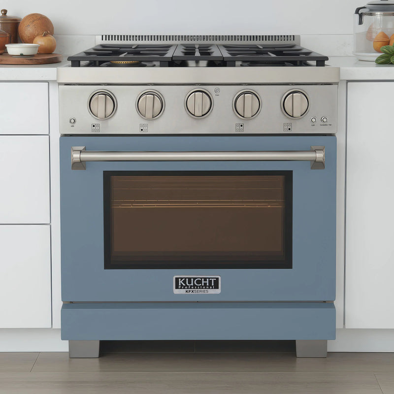 Kucht Professional 30" 4.2 cu ft. Natural Gas Range with Light Blue Door and Silver Knobs, KFX3000X-LB